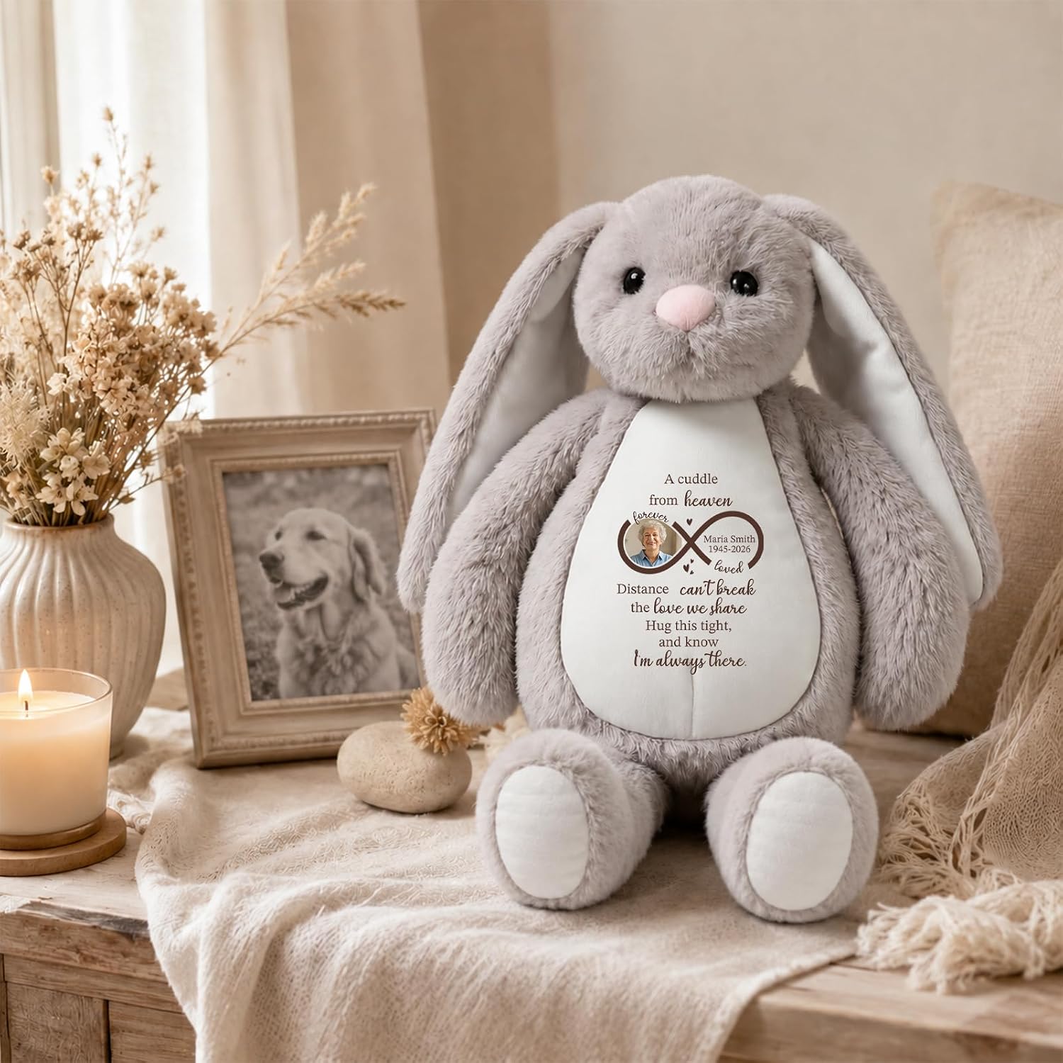 sympathy teddy bear bunny with photo