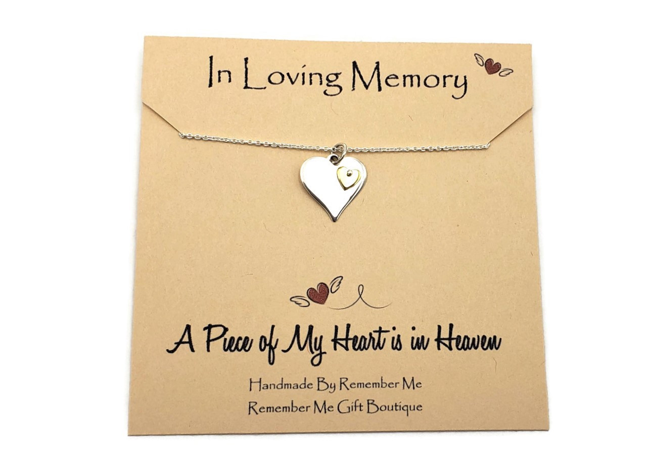 Sterling Silver Heart Remembrance Necklace - Memorial Gift Idea