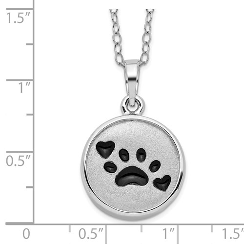 Sterling Silver Enameled Paw Print Ash Holder 18in Necklace