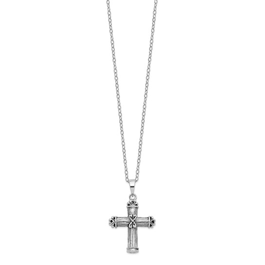 Sterling Silver Antiqued Cross Ash Holder Cremation Necklace