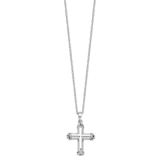 Sterling Silver Antiqued Cross Ash Holder Cremation Necklace