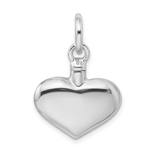Sterling Silver Polished Puffed Heart Urn Pendant for Ashes