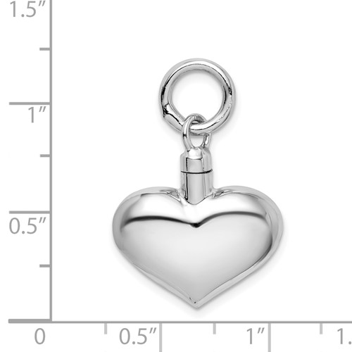 Sterling Silver Polished Puffed Heart Urn Pendant for Ashes