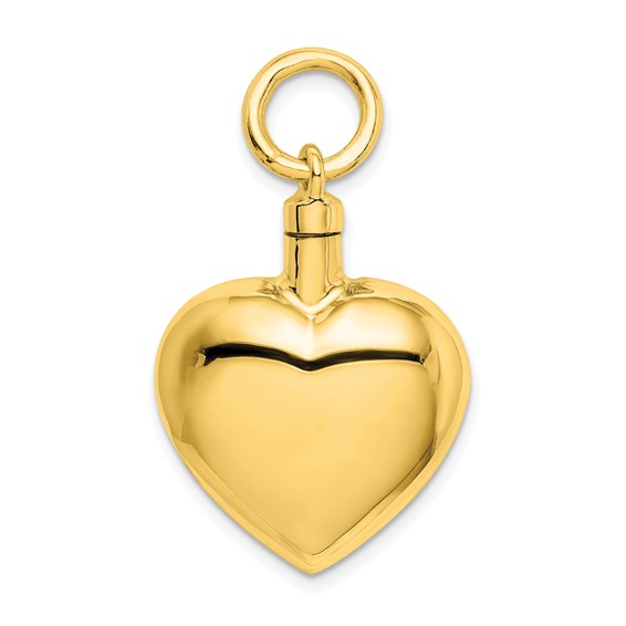 Heart Shaped Urn Pendant for Ashes - Sterling Silver Gold Flash Plating