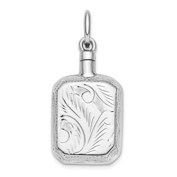 Sterling Silver Rectangular Ashes Memorial Jewelry Pendant