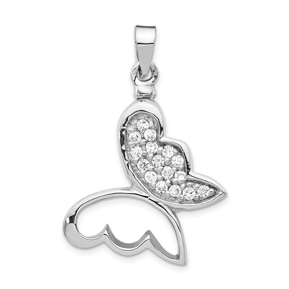 Butterfly CZ Urn Pendant for Ashes in Sterling Silver