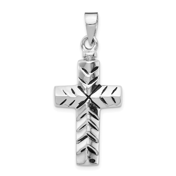 Enameled Cross Urn Pendant for Ashes- Sterling Silver