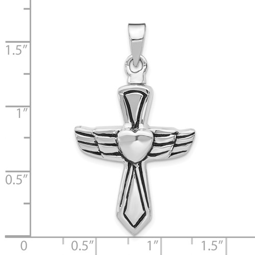 Sterling Silver Cross Cremation Jewelry Heart Pendant