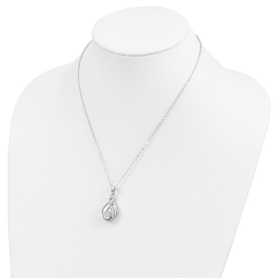 Sterling Silver CZ Tear Of Strength Ashes Necklace 18in Necklace