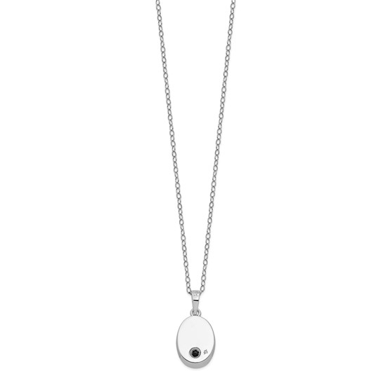 Sterling Silver CZ Antiqued Flower Ash Holder 18in Necklace