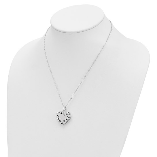 Sterling Silver Pawprint Bordered Heart Urn Necklace