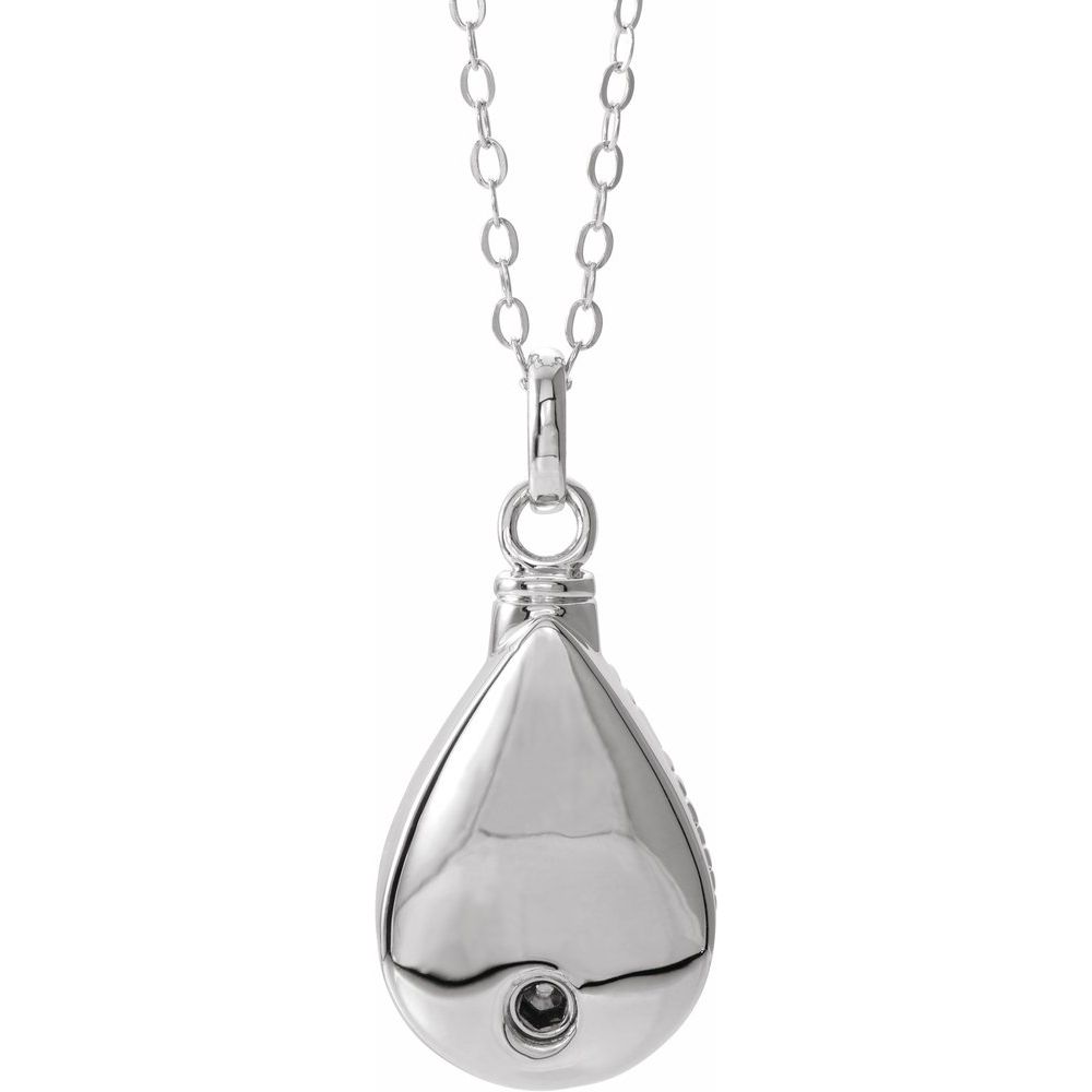 Birthstone March Cremation Necklace | Sterling Silver Ash Holder Necklace