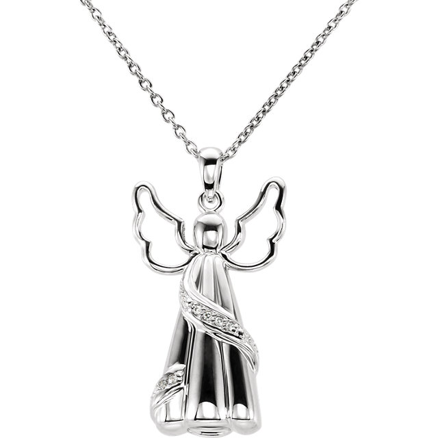 Angel Ashes Necklace in 10K White Gold with .03 CTW Diamonds