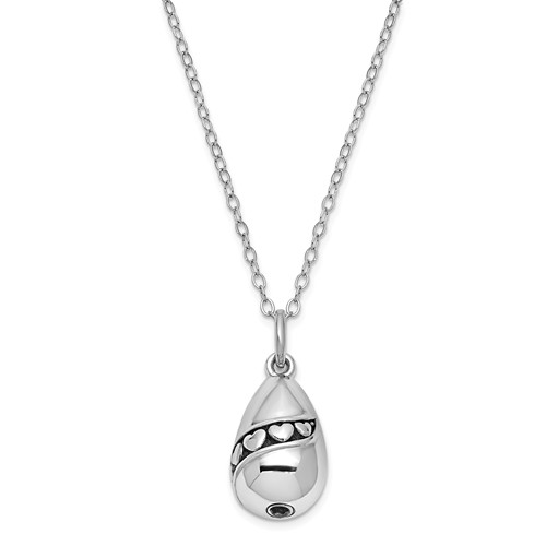 Antiqued Tear of Love Ashes Necklace in Sterling Silver