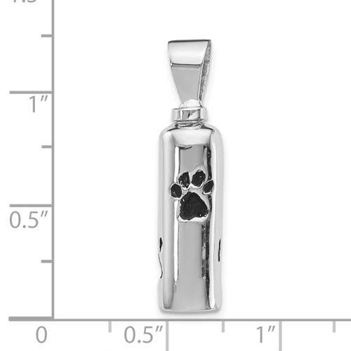 Paw Print Pet Urn Pendant for Ashes Enameled - Sterling Silver