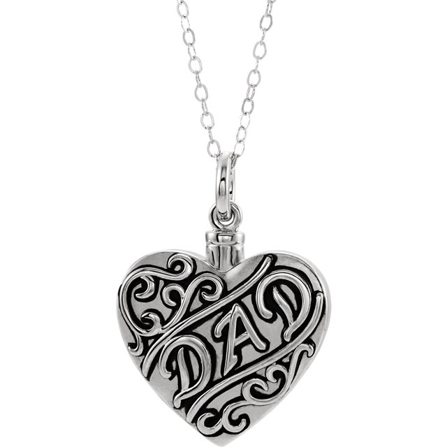 Sterling Silver Cremation Jewelry for Ashes - Loss of Dad Ashes Pendant