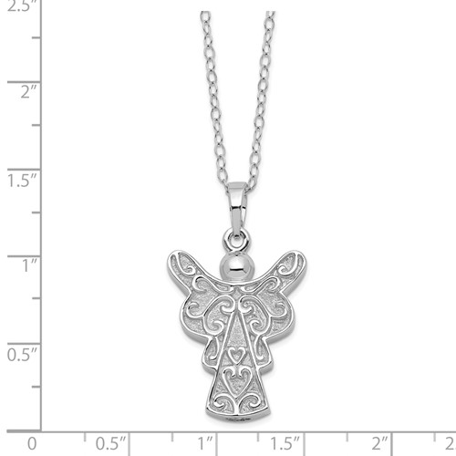 Sterling Silver Scrollwork Angel Ashes Necklace