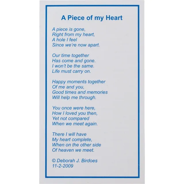 A Piece of My Heart Necklace Remembrance Necklace