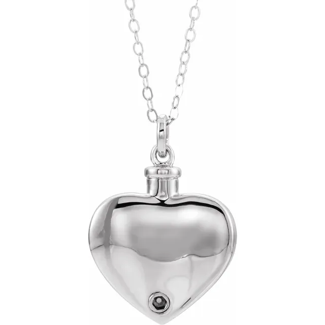 Sterling Silver Forever Loved Cremation Ash Holder Necklace