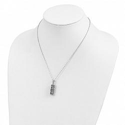 Sterling Silver Antiqued Cylinder Remembrance Ash Holder Necklace