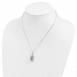 Sterling Silver Antiqued Rectangular Box Cross Ash Holder Necklace
