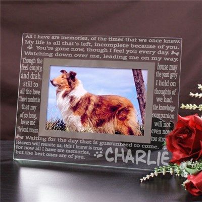Glass Pet Memorial Picture Frame - Losing A Pet is Never Easy