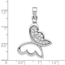 Butterfly CZ Urn Pendant for Ashes in Sterling Silver