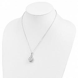 Sterling Silver CZ Tear Of Strength Ashes Necklace 18in Necklace
