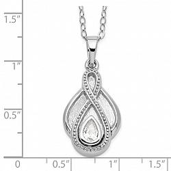 Sterling Silver CZ Tear Of Strength Ashes Necklace 18in Necklace