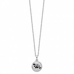Sterling Silver Enameled Paw Print Ash Holder 18in Necklace