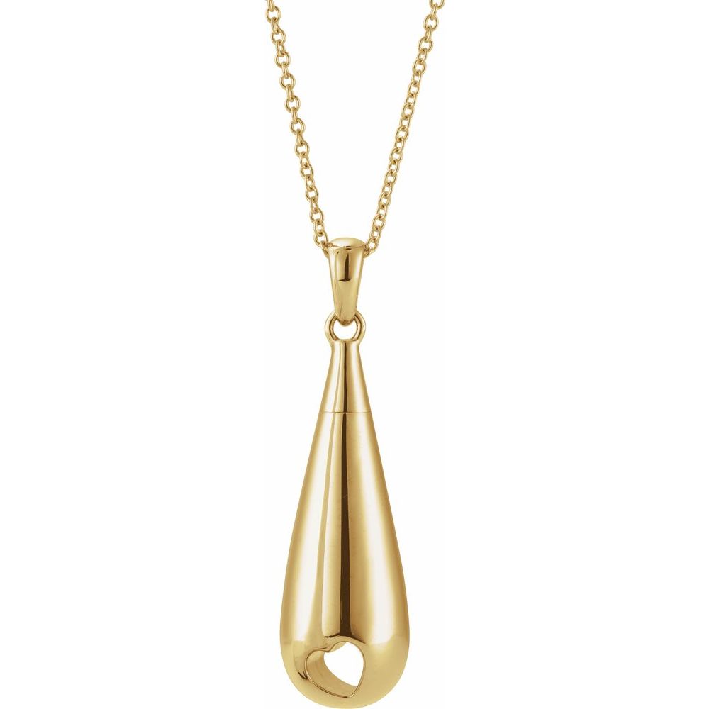 Tear of Love Cremation Urn Necklace in 10K Yellow Gold