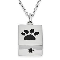 Sterling Silver Antiqued Black Paw Box Pet Ashes Necklace