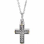 Checkerboard Cross Ashes Necklace in Sterling Silver