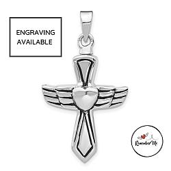 Sterling Silver Cross Cremation Jewelry Heart Pendant