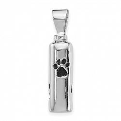 Paw Print Pet Urn Pendant for Ashes Enameled - Sterling Silver