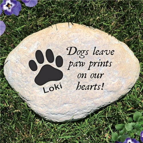 Personalized Pet Memorial Garden Stone - Paw Prints On Our Hearts Dog