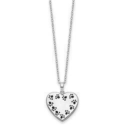Sterling Silver Pawprint Bordered Heart Urn Necklace