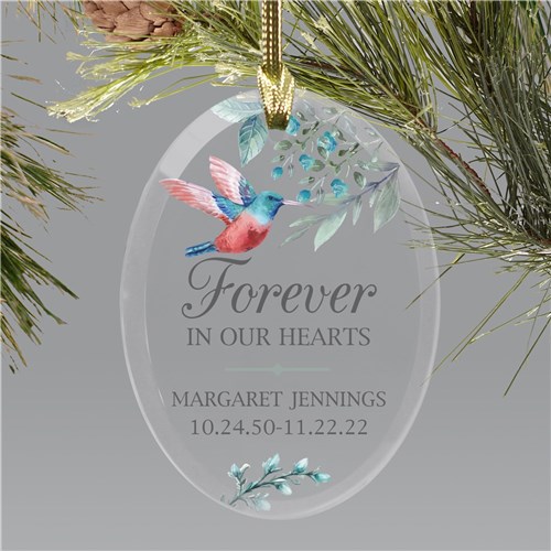 Personalized Christmas Memorial Ornament - Hummingbird Forever In Our Heart