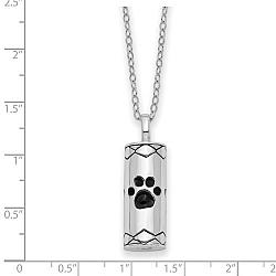 Sterling Silver Antiqued Cylinder with Paws Ash Holder Necklace