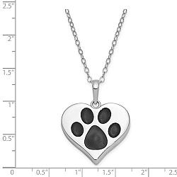 Sterling Silver Heart with Paw Print Pet Ashes Necklace