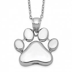 Sterling Silver Paw Print Ash Holder Necklace with 18" chain