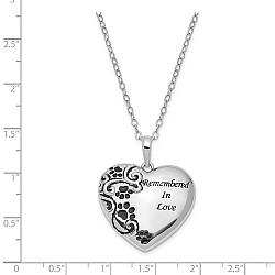 Sterling Silver Remembered in Love Paw Print Heart Urn
