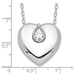 Sterling Silver Heart with CZ Teardrop Ashes Necklace
